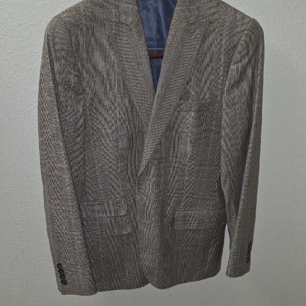 Stafford Signature 100% Wool Brown & Blue Plaid Suit 40R jacket 34×32 Pants - Picture 5 of 12